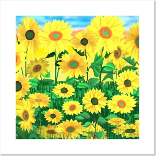 Sunflower Field in Bloom Posters and Art